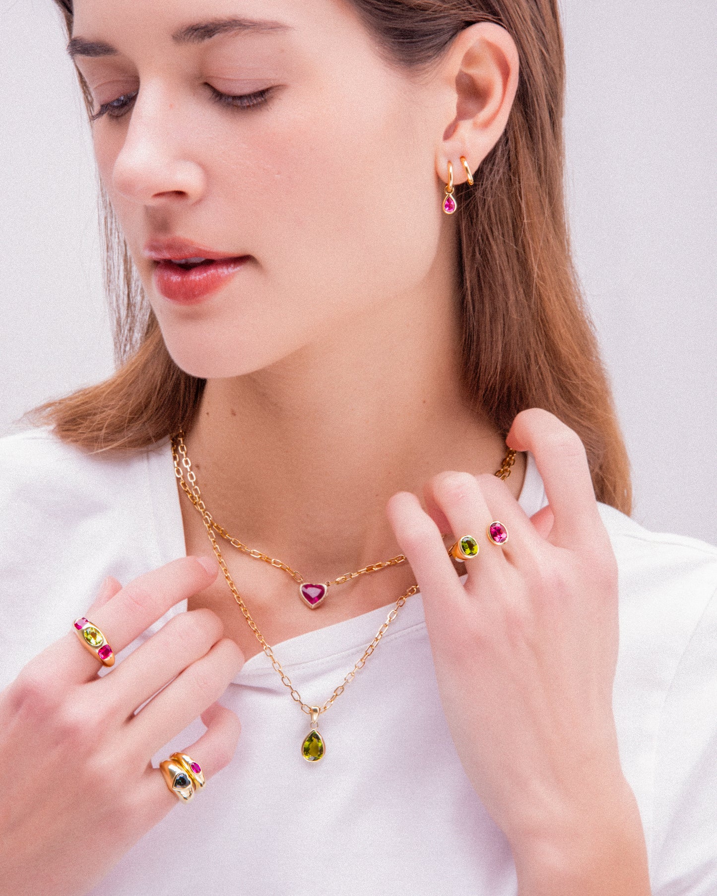 RUBELLITE DROP HOOPS