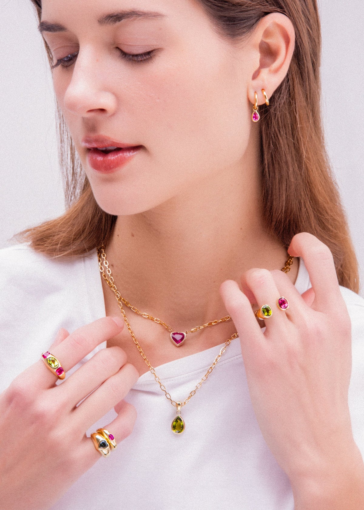 RUBELLITE DROP HOOPS