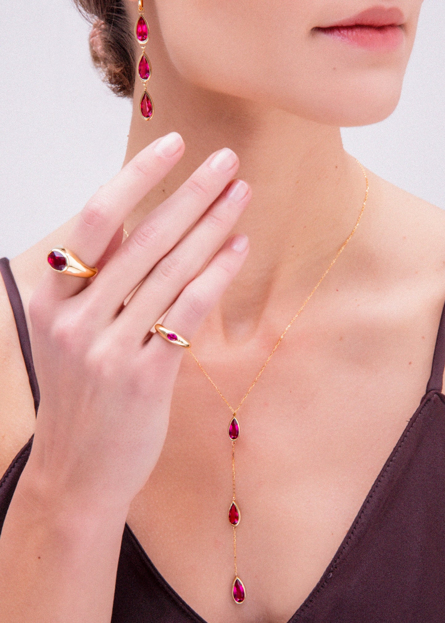 RUBELLITE LARIAT NECKLACE