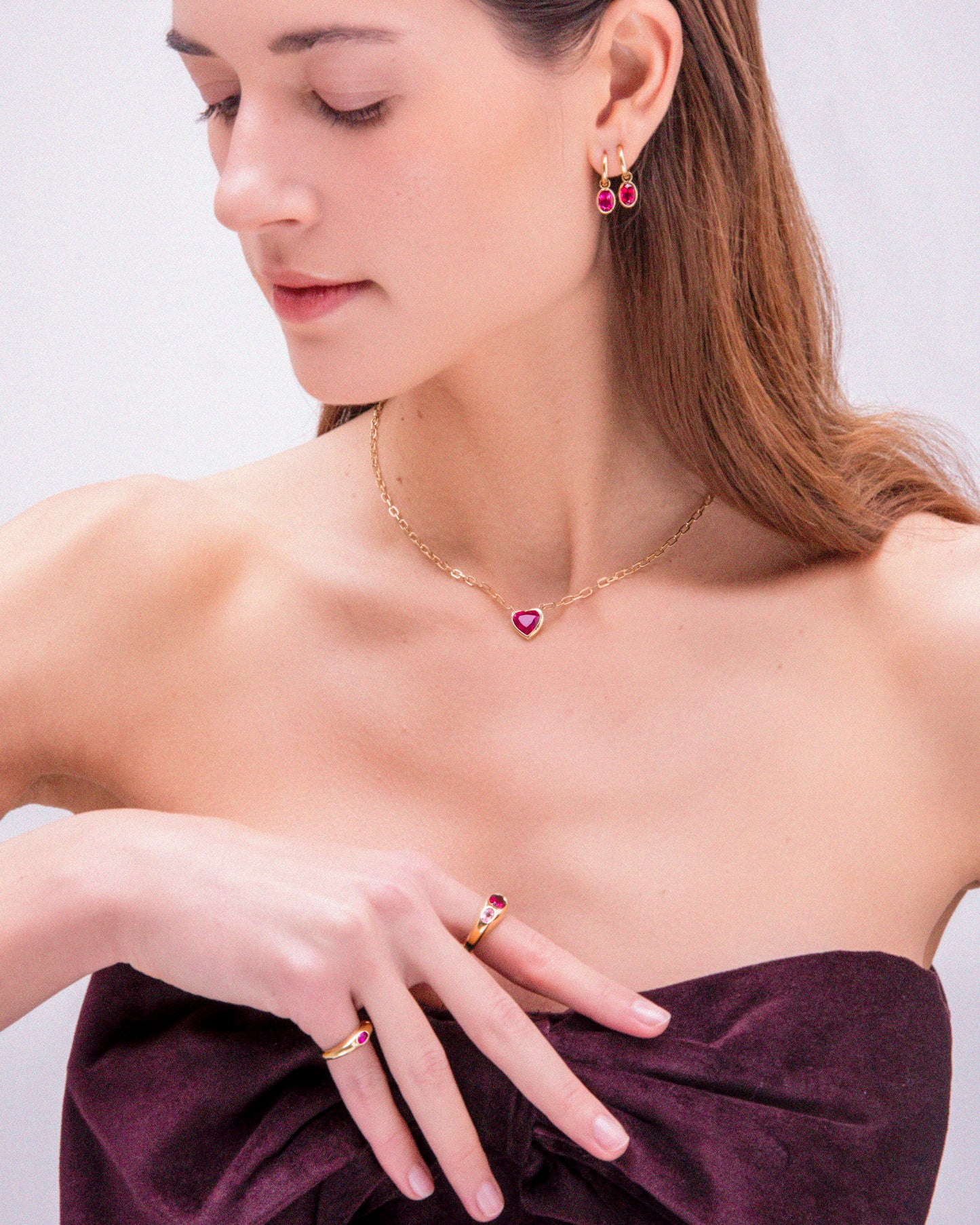 RUBELLITE HEART NECKLACE