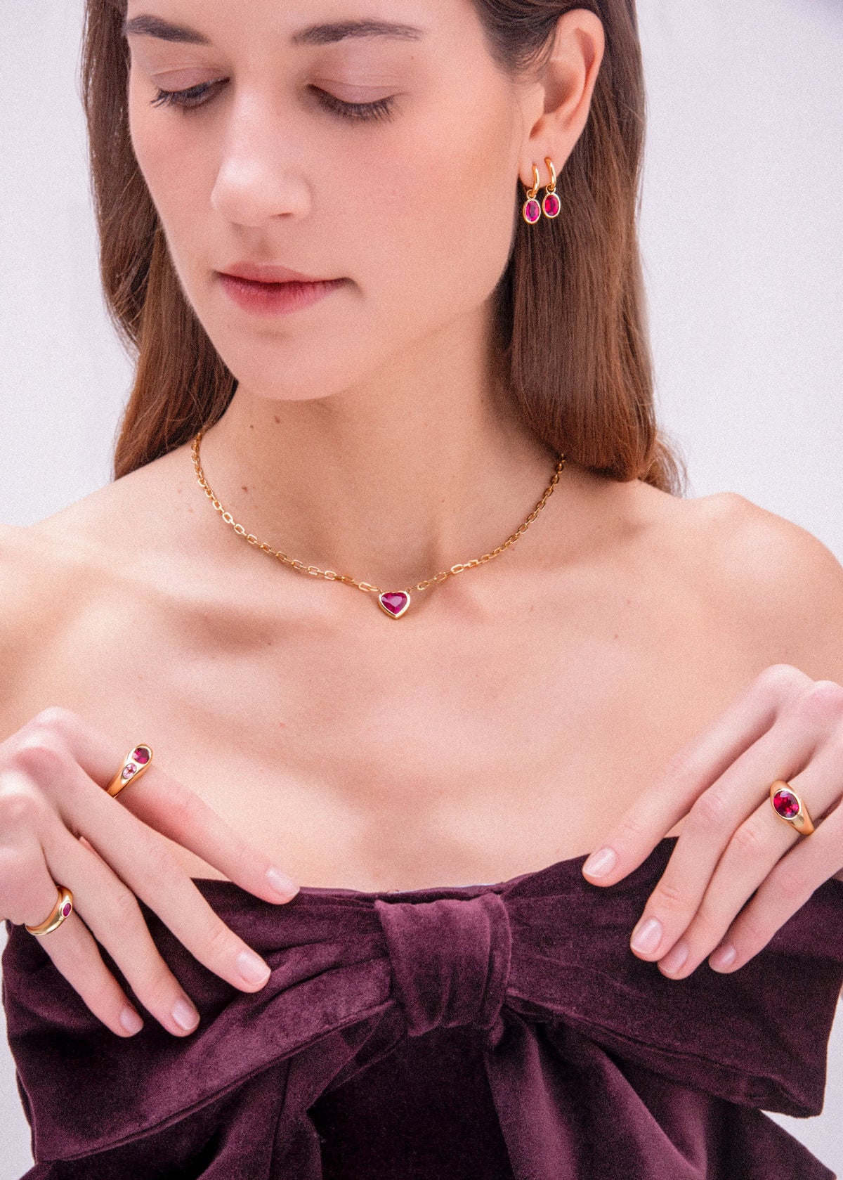 RUBELLITE GEM HOOPS