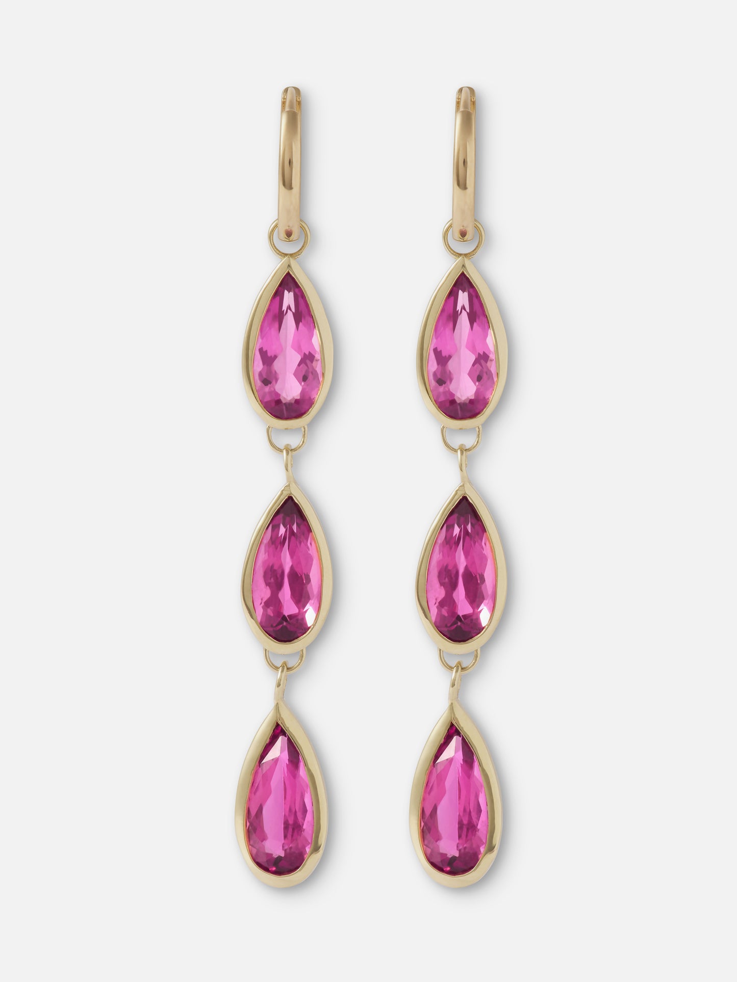 RUBELLITE TRIPLE DROP EARRINGS