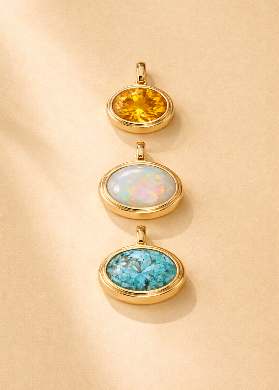 BIRTHSTONE OVAL PENDANT