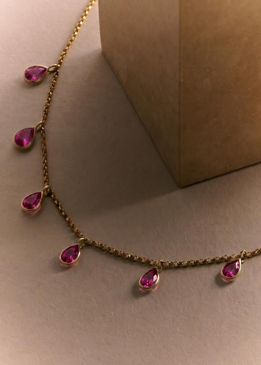 RUBELLITE DROPLET NECKLACE