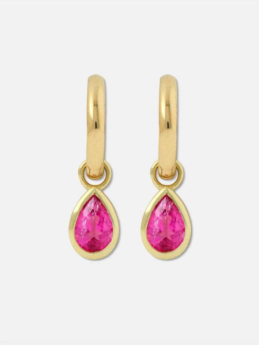 RUBELLITE DROP HOOPS